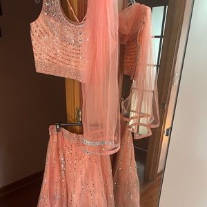 Peach lengha choli